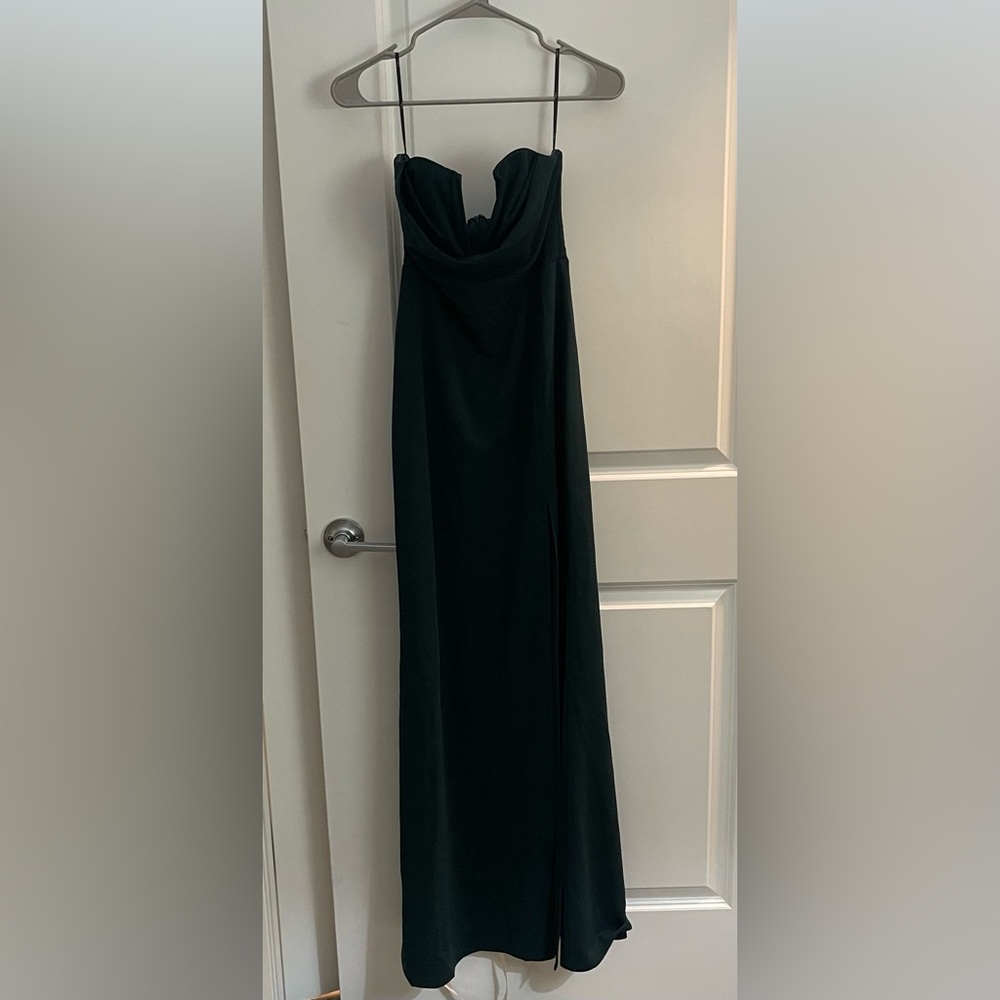 Lulu's Strapless Dark Green Gown - Picture 3 of 5